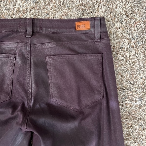 Paige Verdugo Coated Black Cherry Silk Skinny Jeans - Picture 7 of 7